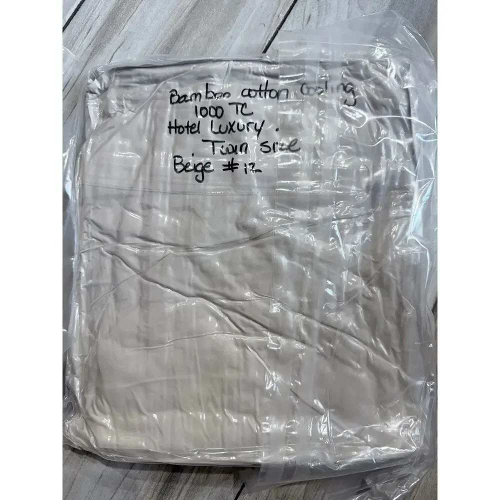 Bamboo, Cotton 1000 Thread Count Sheets, Twin-Size, In Beige New In Package